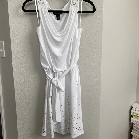 white gold studded dress 20s Crystal Studded Silk Cutout Dress main image 0